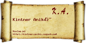 Kintner Anikó névjegykártya
